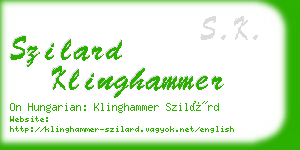 szilard klinghammer business card